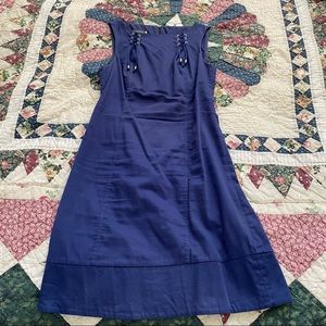 Blue sleeveless midi dress. Made in Italy.